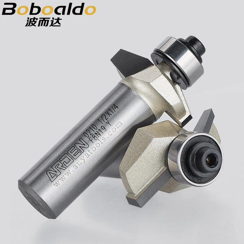 Brocas de chaflán con rodamiento de bolas CNC, 1/4, 1/2 vástago, 25 grados, para madera, doble borde, 1 unidad