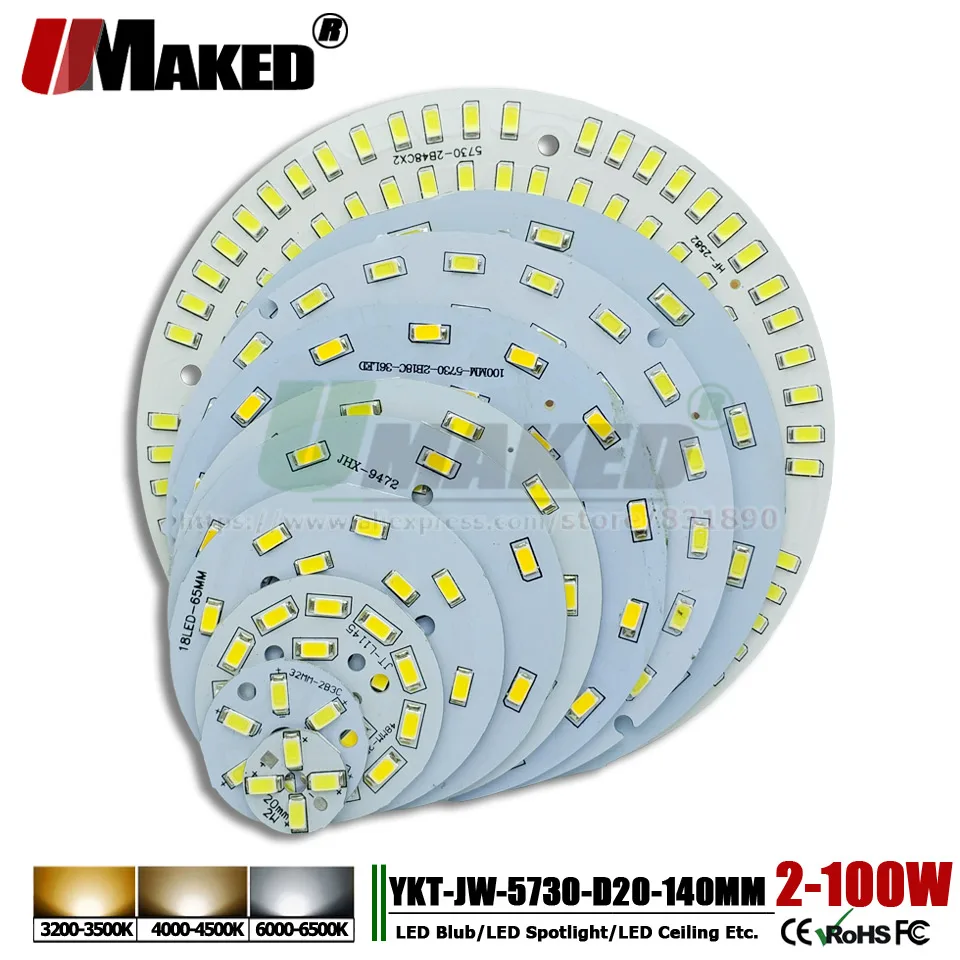 UMAKED LED PCB SMD5730 Light Source Aluminum Lamp plate 2 3 5 7 9 12 15 18 21 24 30 36 50 70 100W Diy Bulbs Downlight Bay Lights