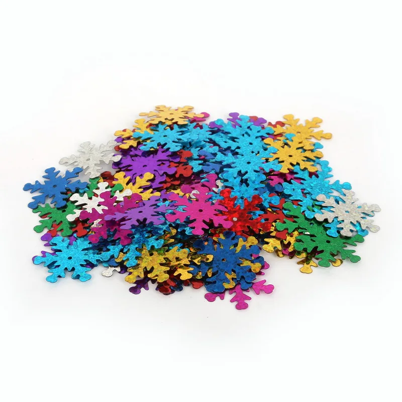 200PCS 25mm Snowflake Loose Sequins Paillette Sewing For Wedding Decoration DIY Scrapbook Craft Clothing Decor Button