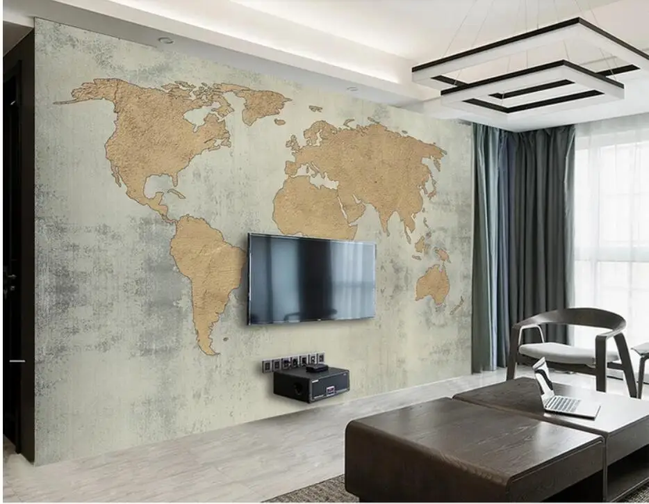 

3D Retro World Map Wallpaper Mural Wall Murals Wall Decals Wall Paper Rolls for Living Room Printed Photo Wallpapers Custom Size