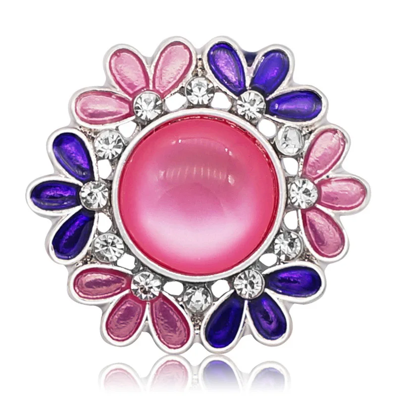 New KZ3051 Beauty Charm Colorful Flowers 18MM Metal snap buttons for DIY snap jewelry wholesale