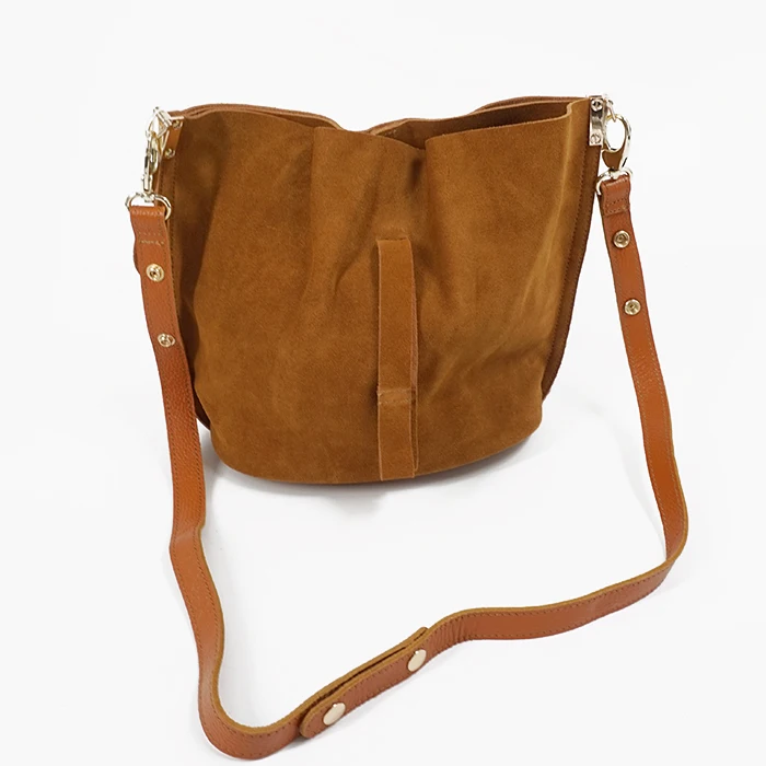 LilyHood 2024 Women Real Leather Messenger Bag Casual Vintage Simple Trendy Bucket Brown Nubuck Suede Feminine Over Shoulder Bag