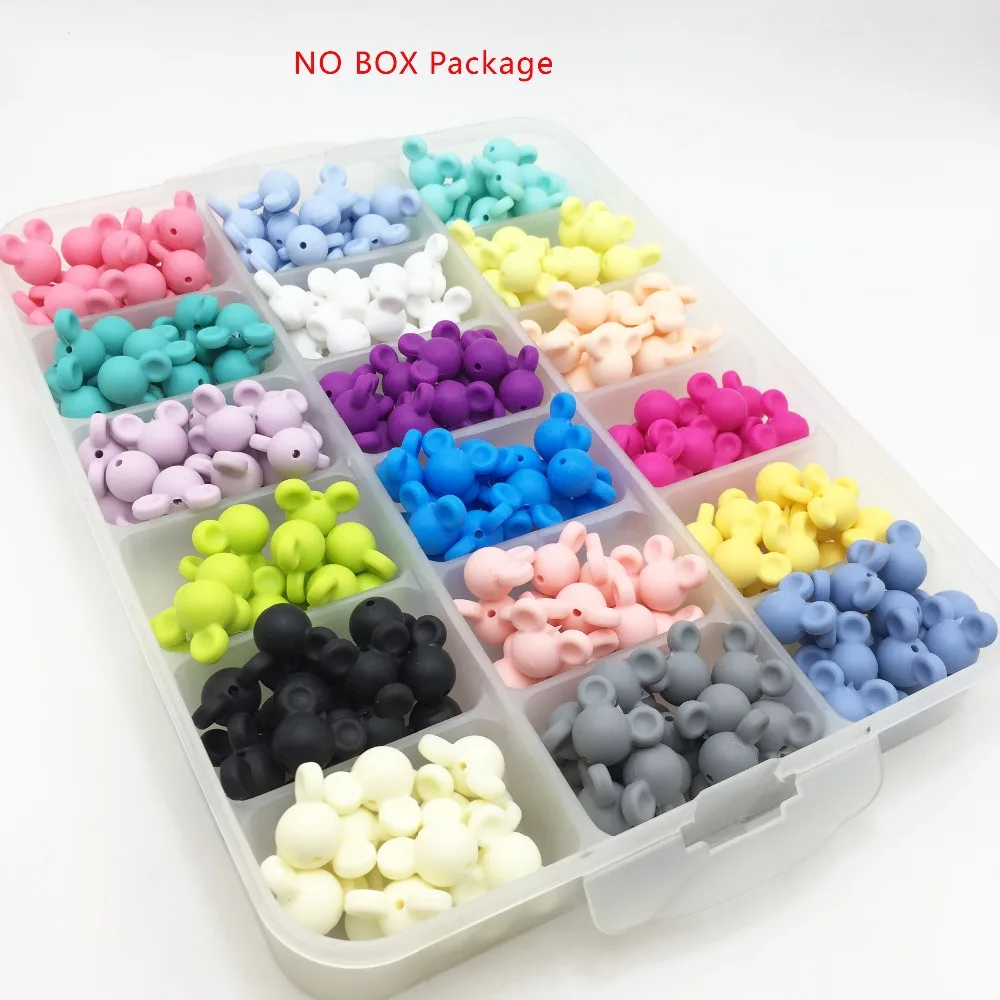 50pcs Mickey Baby Teething Beads Food Grade Cartoon Mouse Shape Beads For Necklaces BPA Free Baby Teether Toy Nursing