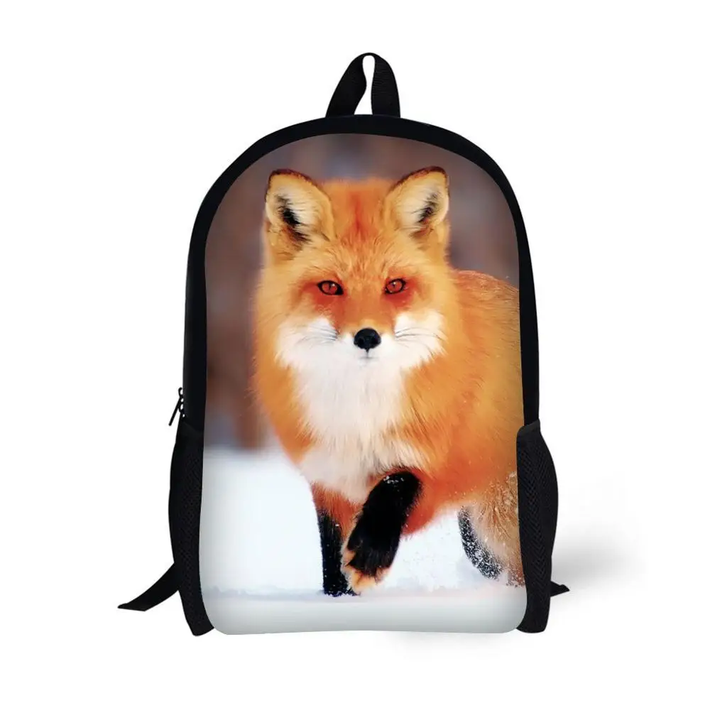 Fox Design 17 inch School Bag Makeup Bag Kids Bagpacks for Age 6-15 Students Boys Girls Mochila Bagpack