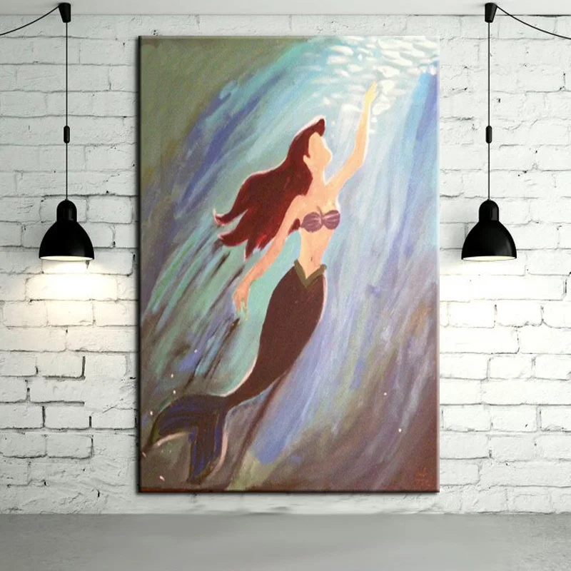 

Free Shipping New Design Beautiful Mermaid Oil Painting For Wall Decoration Abstract Mermaid Decorative Painting For Living Room