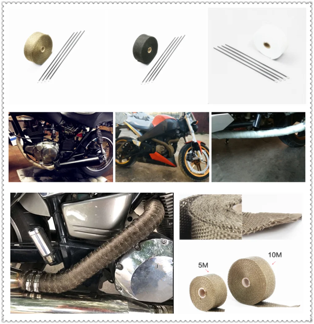 5m and 10m motorcycle exhaust pipe insulation tape Heat-proof winding manifold for Ducati MONSTER 1200  S  R 797 M797 M1100