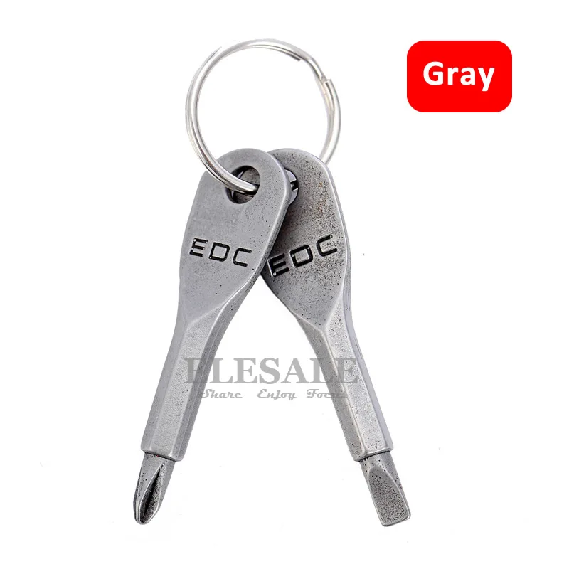 High Quality 1 Set/2pcs Mini EDC Screwdriver Key With Keyring Emergency Kit Tool Portable Slotted Phillips Screwdriver