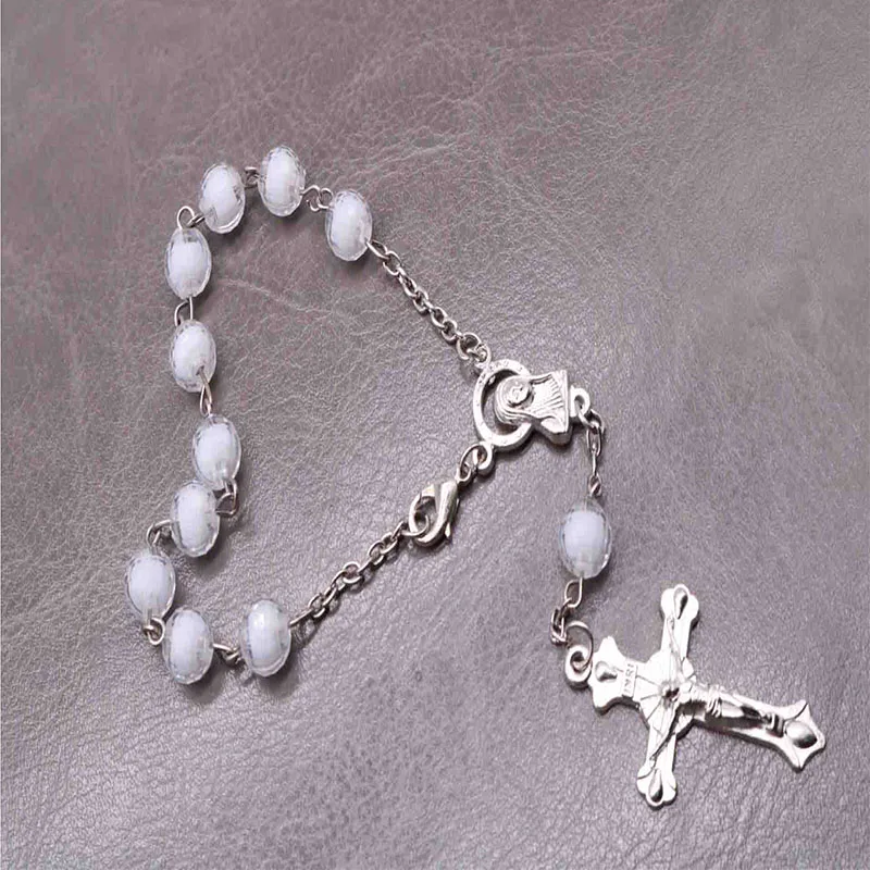 

48 pieces / religious bracelet crystal pearl rosary child sacrament baby baptism is conducive to children baptism Catholic