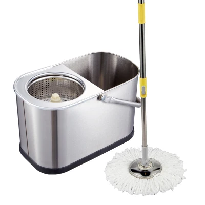 Stainless Steel Mop Bucket, Double Drive Durable Good God Drag Mop Bucket, Rotating Dry Cleaning Mop Bucket