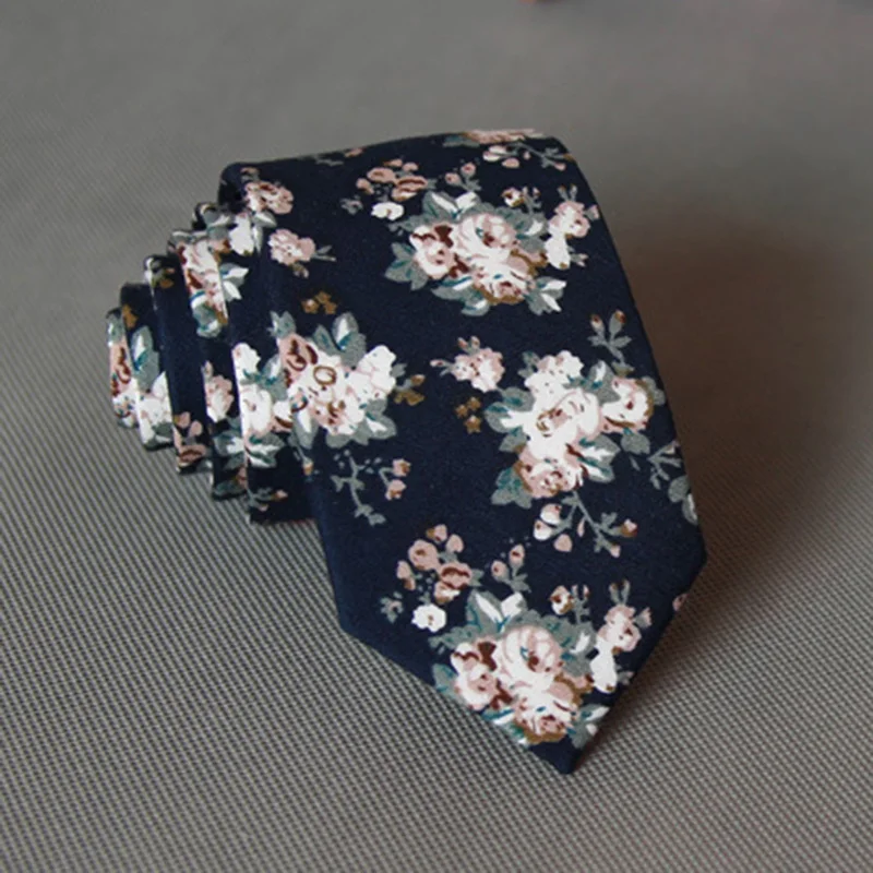 RBOCOTT Floral Ties For Men Printed Cotton Tie Mens Ties 6cm Slim Neck Tie Skinny Necktie For Wedding Party