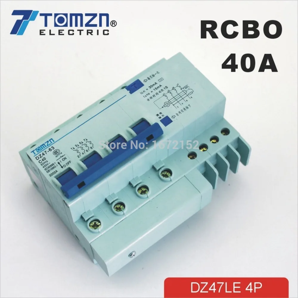 4P 40A DZ47LE 400V~ Residual MCB current Circuit breaker with over current and Leakage protection RCBO