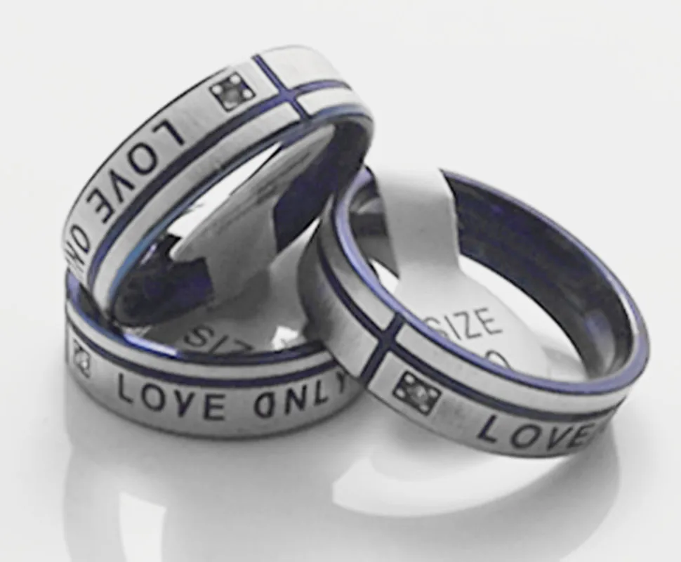 Wholesale 36 pcs Fashion LOVE ONLY YOU cross Internal arc corrosion Stainless steel rings