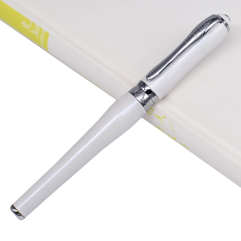 Duke Elegant Calligraphy Fude Nib Fountain Pen Medium Classic Writing Gift Pen , White Color Business Office Home Supplies