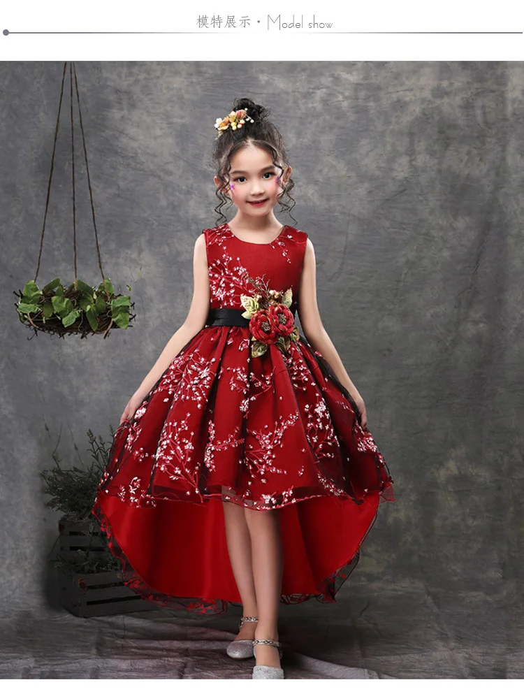 New Autume Kids Dresses For Girls Charm Costume Children Evening Party Princess Dresses Flower Girls Wedding Dress 8 12 Year