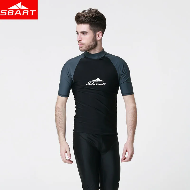 SBART mężczyźni lycra Surf mokre garnitury kurtka z krótkim rękawem Anti-UV szybkie suche surf-ubrania człowiek pływanie Windsurf nurkowanie mokre