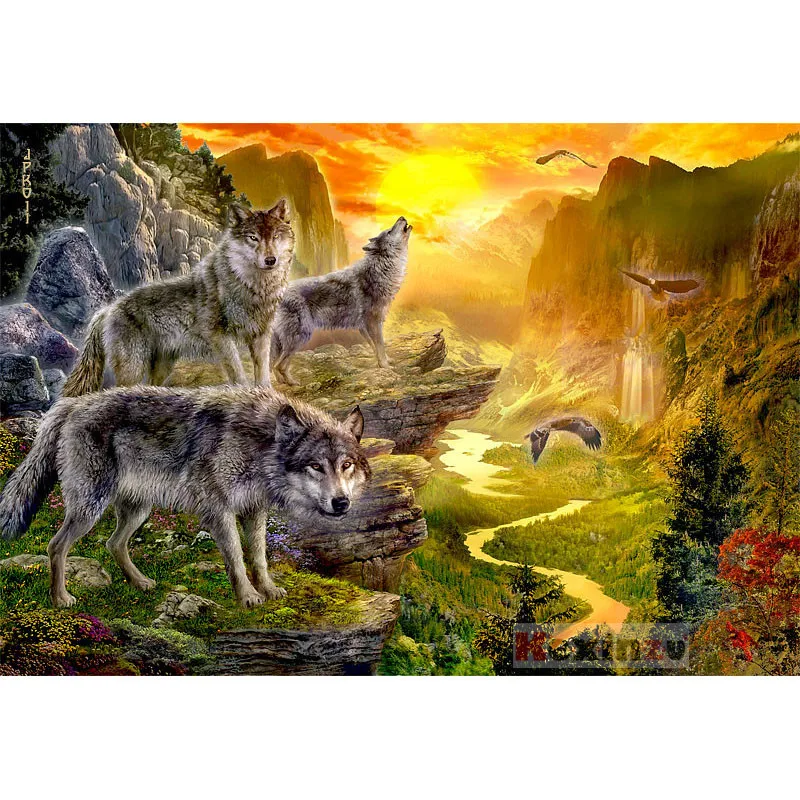 

Full 5D DIY Square Diamond Painting Cross Stitch -Canyon wolf- 3d Round Embroidery Mosaic Resin Home Decor Gift WW-071712