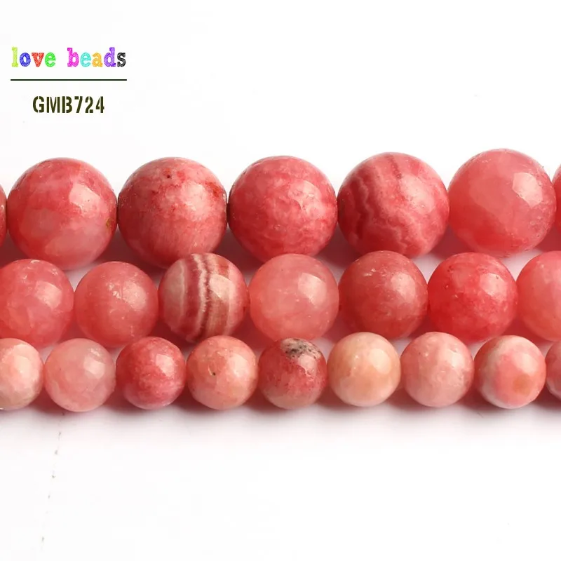 Natural Rhodochrosite Bead Stone Round Loose Beads for Jewelry Making Diy Bracelet Necklace 15\'\' 6mm 8mm 10mm