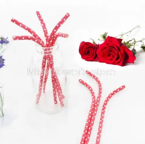 1 Pack 25 Pcs Elbow Bending Small Polka Dot Paper Drinking Straws For Wedding Birthday Party Festival