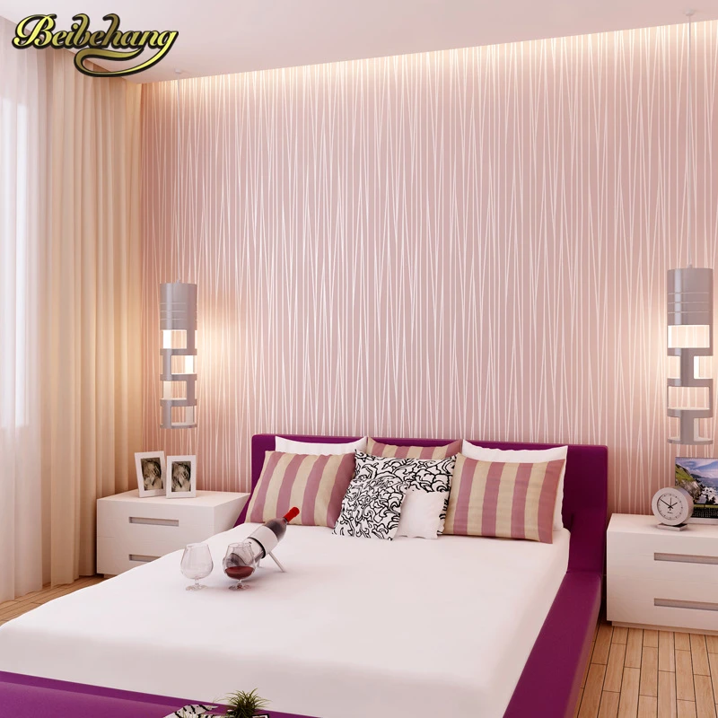 

beibehang Modern plain pink wallpaper stripe classic pink wall paper striped non-woven wallcovering pink papel de parede