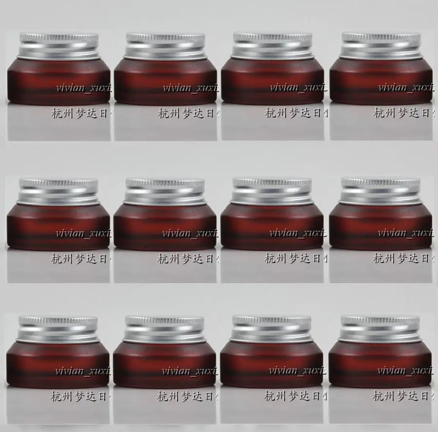 

15g rose red frosted glass cream jar with silver lid, 15 gram cosmetic jar,packing for sample/eye cream,15g mini glass bottle