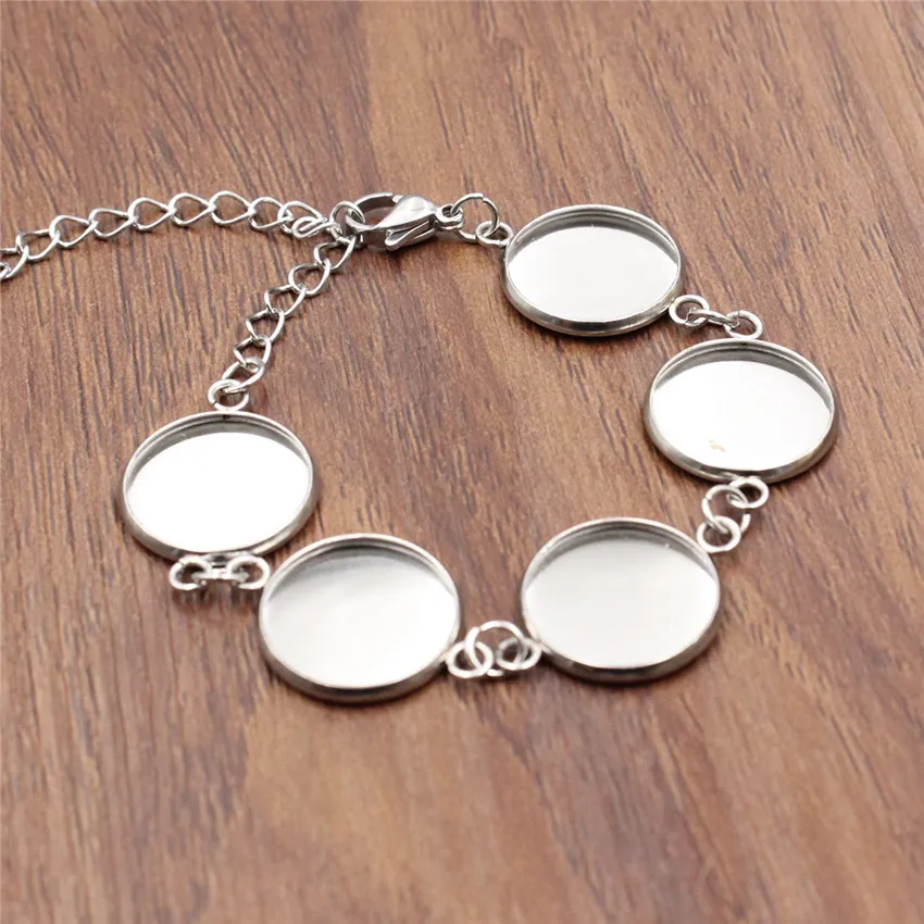 Fit 10mm 12mm 14mm 16mm 18mm 20mm Rvs Ronde Armband Blank Bezel Base voor Cabochon DIY Bangle Maken 2 strengen