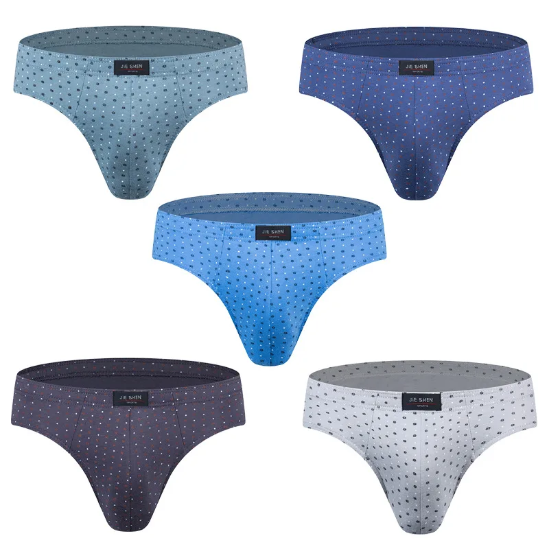 New Men'spurecotton Triangle Underwear Fashion Printing High Quality Men's Underwear Wholesale 5pcs/lot