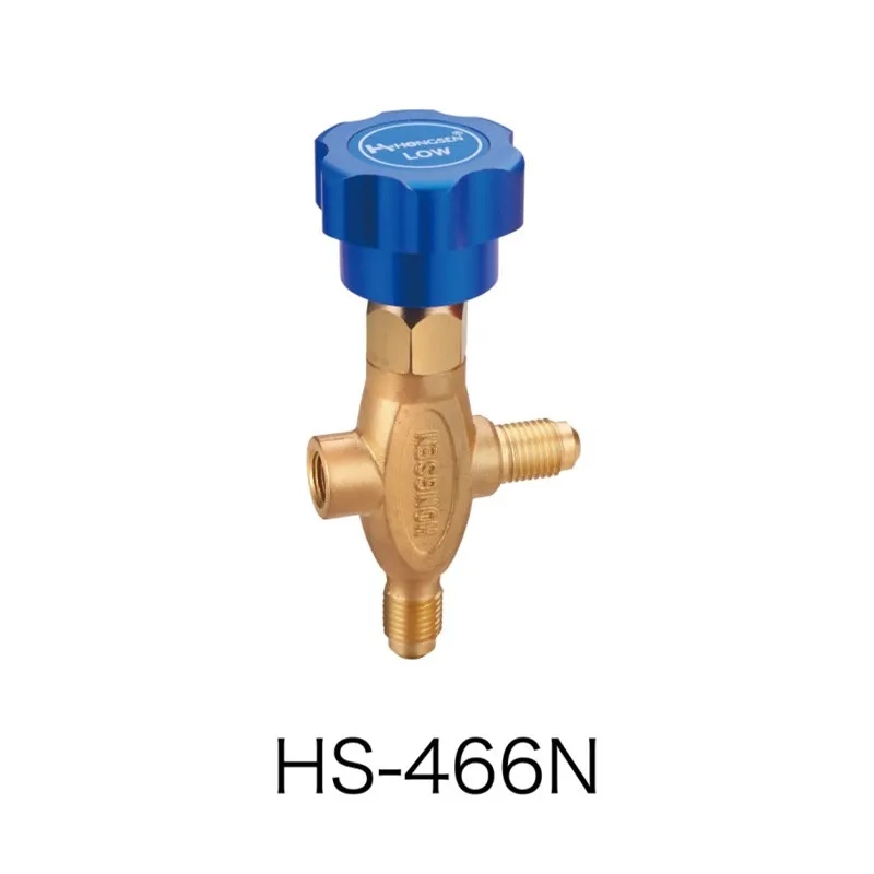 Refrigerant three-way valve, testing valve HS-466N Inch Air Conditioning Refrigerant Pressure Gauge Tool Valve