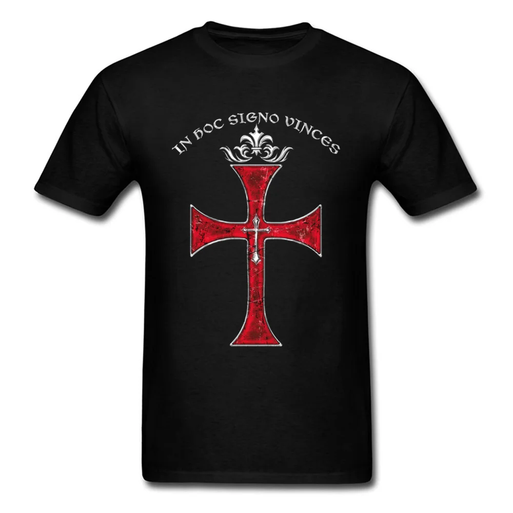 New Arrival Knights Templar Cross Print T-shirt Stylish Men Black Red T Shirt Cartoon Vintage Pattern Tops For Christian