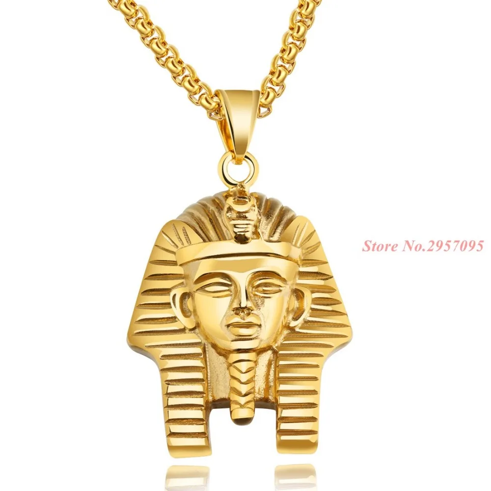 Egyptian Pharaoh Vintage Pendant Stainless Steel Gold Color Men Accessories Wholesale Egypt Jewelry Necklace Women