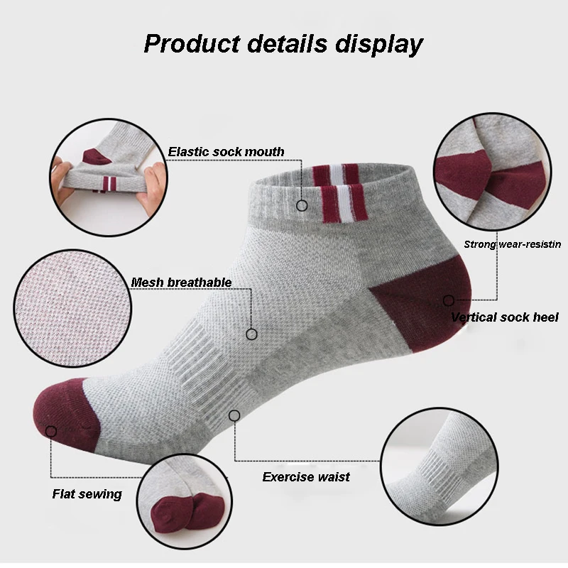 10 Pairs New Spring Summer Cotton Socks Boat Mesh Breathable Men\'s Short Ankle Socks High Quality Casual Sports Male Sokken Gift