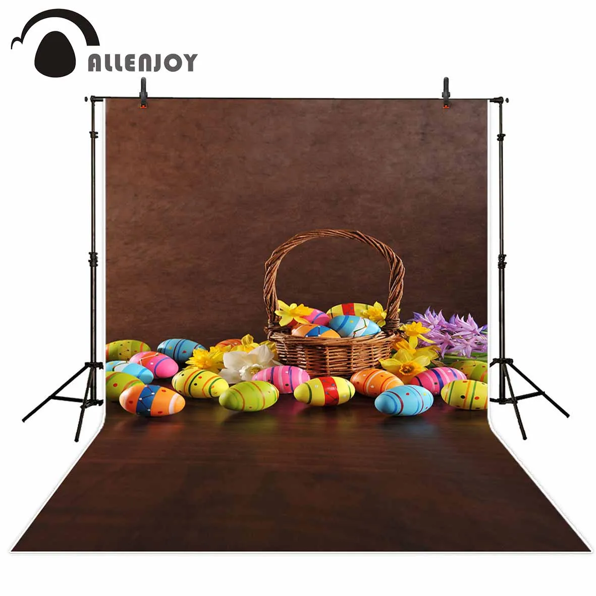 Allenjoy Easter eggs basket wooden floor fond studio photo new photographic backdrops