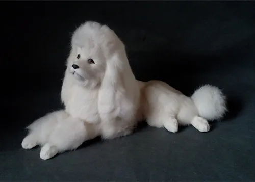 

simulation cute white lying poodle 40x21cm model polyethylene&furs dog model home decoration props ,model gift d380