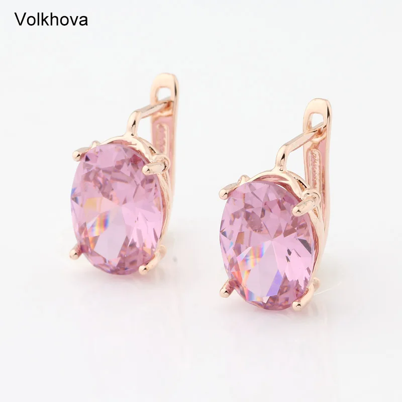 New Fashion Oval 9 Color Stud Earrings For Women Rose Gold Color Jewelry Zircon color Earrings Trendy Jewelry For Girl Gift
