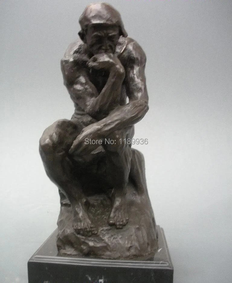 Classic Pure Bronze Marble Thinker Art Decoration