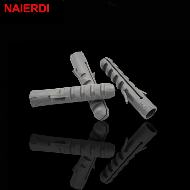 

50PCS NAIERDI 5-8mm Screws M5-M8 Rubber Expansion Pipe Flat Round Head Self-Tapping Screw Nylon Tube Wall Wood Hardware Tool