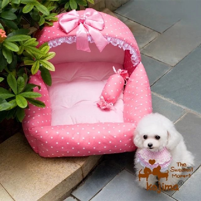 High grade pet dog cat lovely princess bed doggy warm soft kennels products puppy fashion pink dot sofas dogs cats beds house