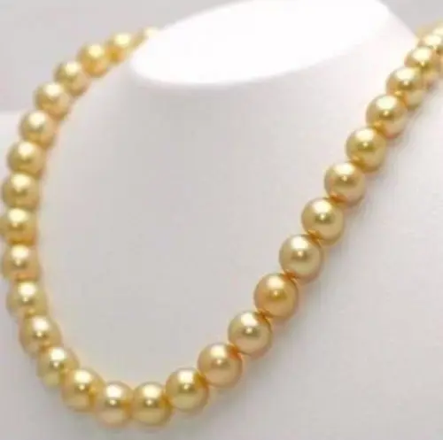 

new hot sell beautiful NOBLEST 10mm tahitian sea shell gold pearl necklace 18“