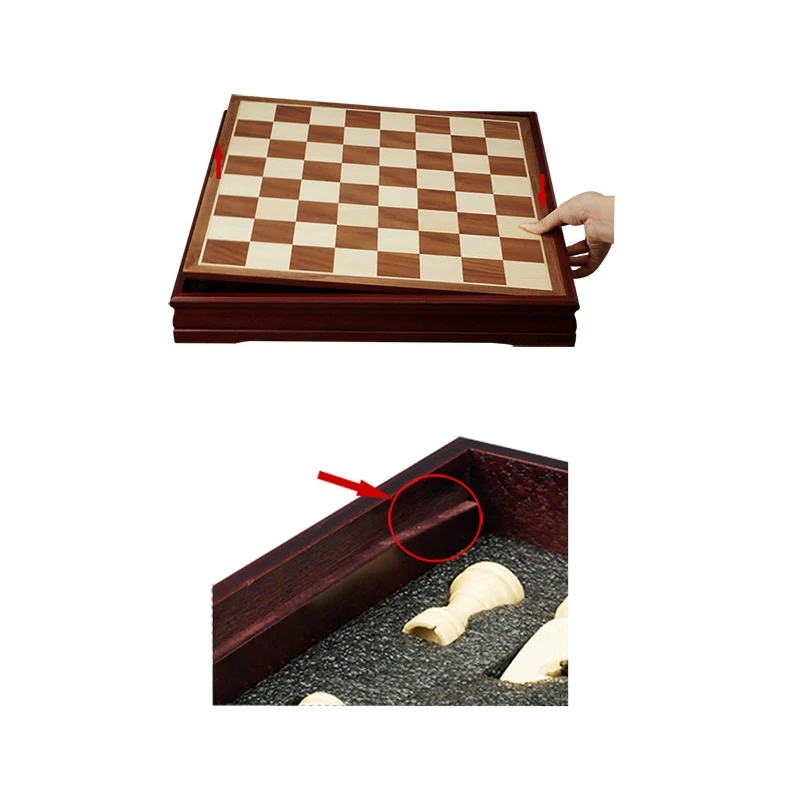 New High Quality Pattern Chess Pieces Wood Coffee Table Professional Chess Board Family Game Chess Set Traditional Game qenueson