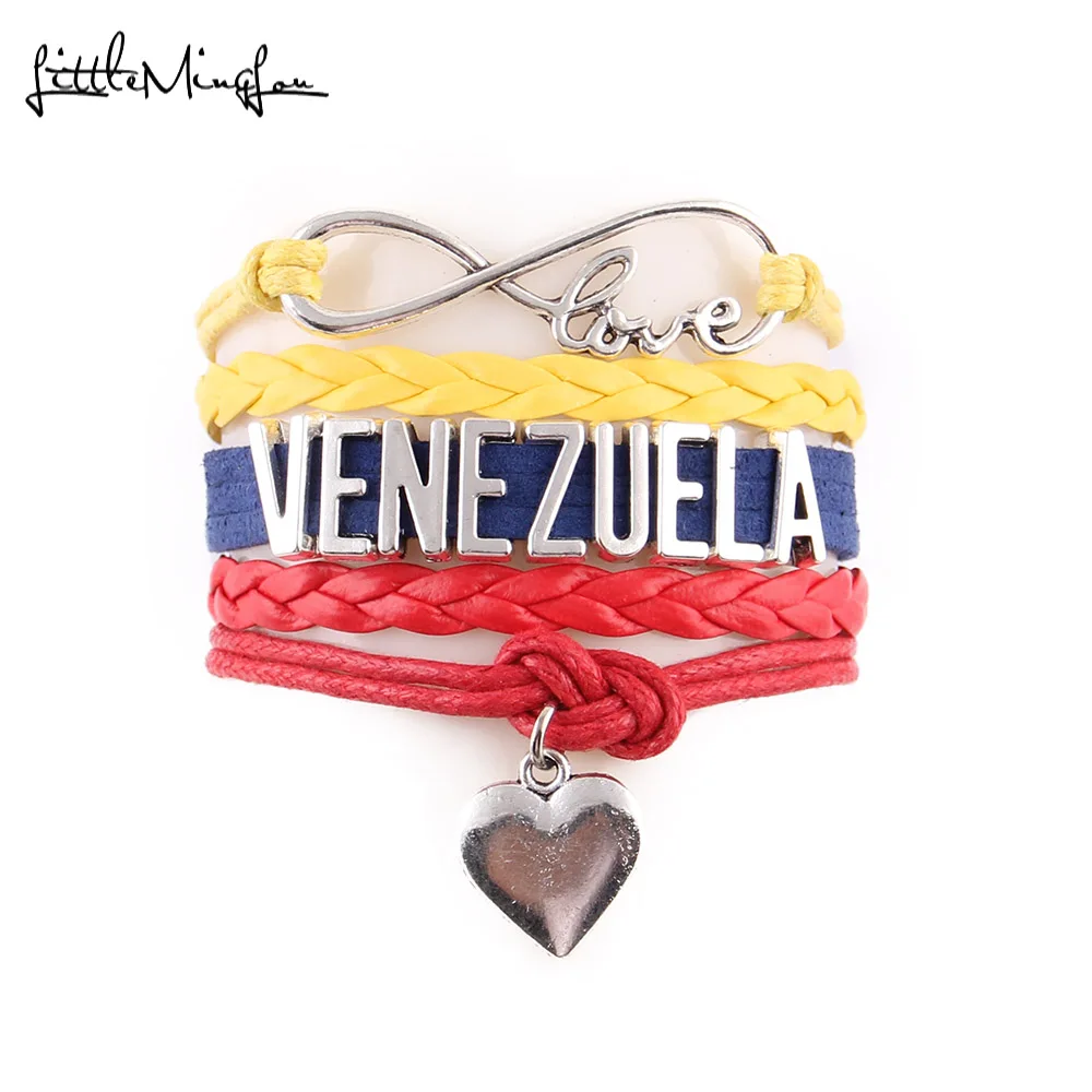 

Little MingLou Infinity Love Venezuela Bracelet Heart Charm Wrap Men Bracelets & Bangles For Women Country Hometown Cheer Gift