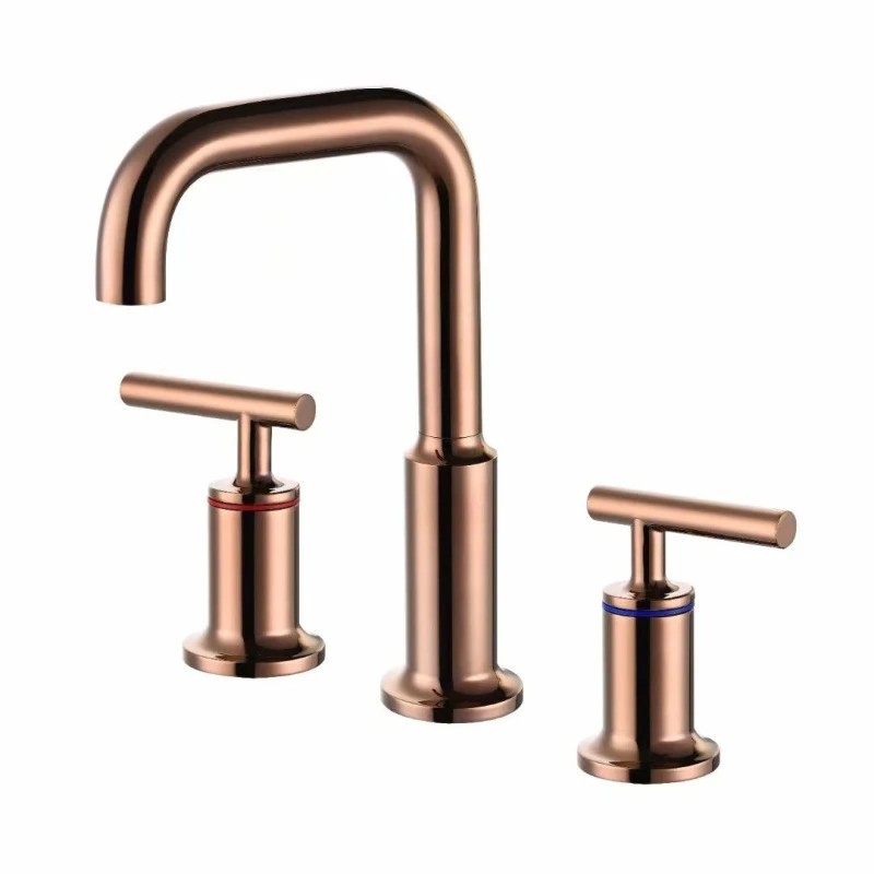 

Rose Gold Bath Faucet Double Handle Brass Brushed Gold Bathtub Faucet Hot Cold Water mixer Tap 3 hole Split Faucet 3PCS/set