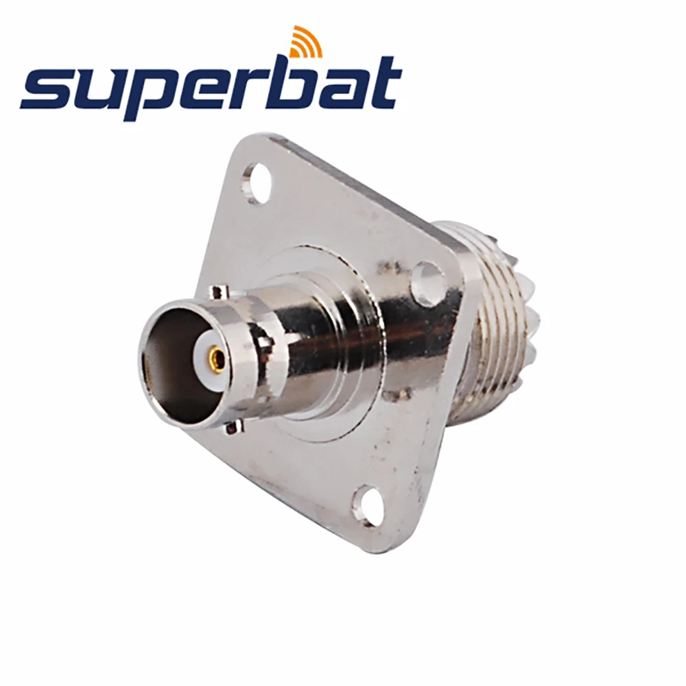 Superbat BNC-UHF Adapter BNC Jack to UHF Female 4 Hole Panel Mount Straight RF Coaxial Connector