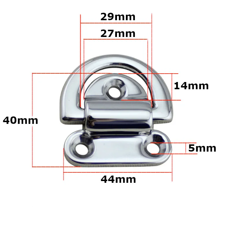 6mm Folding Deck Pad Eyes lashing d ring Tie Down Point Anchor Fixing Cleat Plate Mirror Polish Marine Grade 316 Stainless Steel