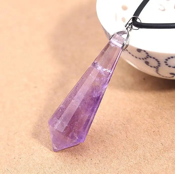 Natural crystal pendant black and white amethyst crystal powder crystal single point drop crystal pendant pendant hanging lingli