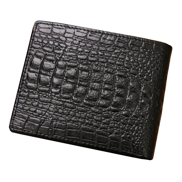 New Fashion Solid Genuine leather Men wallets Crocodile designer Man Short Purse card holder for male