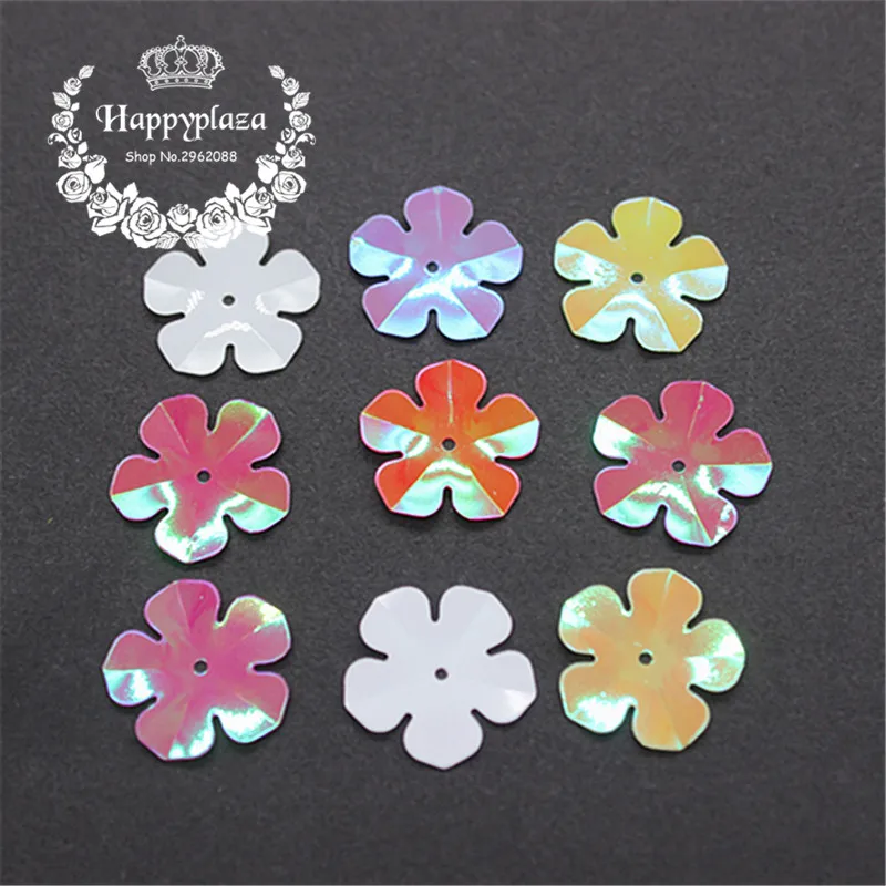 30g/pack 20mm Mix Colors Shiny AB Flower Shape PVC Loose Sequins Paillettes Wedding Sewing Craft DIY