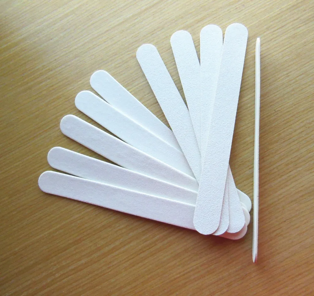 10 pcs white nail file 100/180   wood emery board  nail art tool