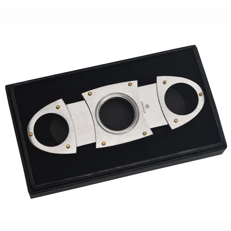 Stainless steel Cut Blade Sharp Pocket Cigar Cutter Oval-Shaped Cigar guillotine For Cigar Cutting tobacco cutters coupe cigare