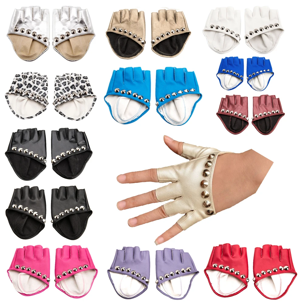 Female Gloves 2017 Fashion Women PU Leather Motorcycle Bike Car Fingerless Performances Gloves Fingerless Gloves for Fitness