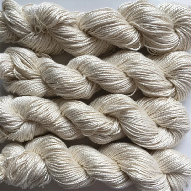 Wholesal undyed natural silk yarn 100% mumberry silk yarn hand knitting raw yarn  50g/piece