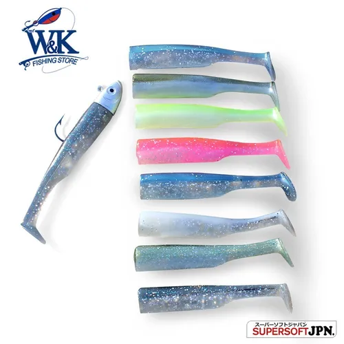 W & K-señuelo Swimbaits Black Minnow Action Soft Lure Pro, equipo de pesca para peces grandes, puntas de pesca, señuelo para peces en roca, 9cm x 8g